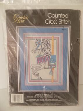 Golden Bee Carousel Horse Counted Cross Stitch Kit 60277 12" X 16" NEW